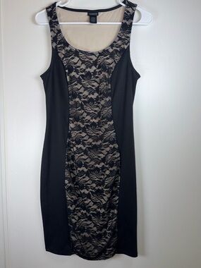 Torrid Black Lace Bodycon Dress Nude Illusion Panel Sleeveless